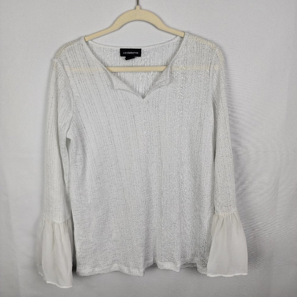 NWOT Liz Claiborne Gauze Bell Sleeve Blouse‎ S